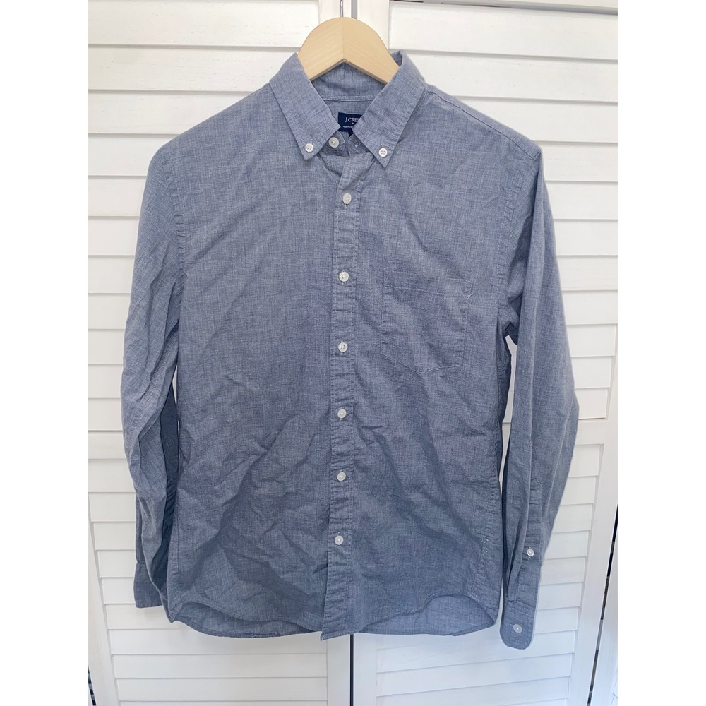 J.Crew Button Down Shirt Mens Blue Heathered Cotton Long Sleeve Small